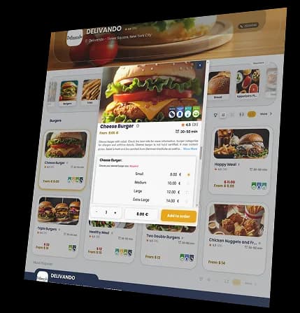 A panel for choosing menu images in Delivando system.